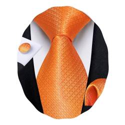 DiBanGu Krawatten-Set für Herren, gestreift, kariert, Blumenmuster, Einstecktuch, Manschettenknöpfe, Party, Hochzeit, Business, Orange/Abendrot im Zickzackmuster (Sunset Chevron), Einheitsgröße von DiBanGu