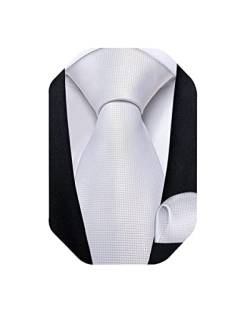 DiBanGu Solid Tie Herren Seidenkrawatte Taschentuch gewebt Krawatte und Einstecktuch Set, Weiß, Einheitsgröße von DiBanGu