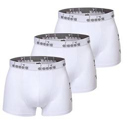 Diadora Herren Boxer Shorts, 3er Pack - Boxers, Logo, Cotton Stretch, einfarbig Weiß XL von Diadora