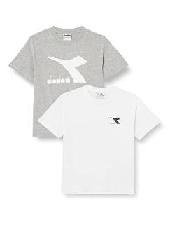 Diadora Jungen JU.Double Pack T-Shirt SS Logo, Optical White/Light MID G. Mel, XS von Diadora