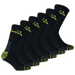 Diadora Unisex Arbeitssocken, 6er Pack - Sportsocken, Baumwolle, Logo, einfarbig Schwarz 43-46 von Diadora