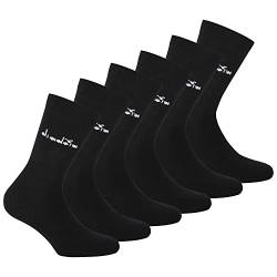 Diadora Unisex Socken, 6er Pack - Sportsocken, Baumwolle, Logo, einfarbig Schwarz 39-42 von Diadora
