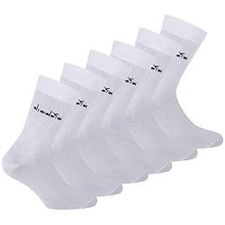 Diadora Unisex Socken, 6er Pack - Sportsocken, Baumwolle, Logo, einfarbig Weiß 43-46 von Diadora