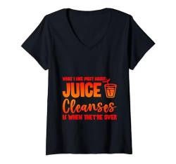 Damen What I Like Most About Juice Cleanses --- T-Shirt mit V-Ausschnitt von Diät FH