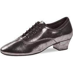 Diamant Damen Trainerschuhe 140-034-419 - Veloursleder schwarz/Silber - Normal - 3,7 cm Cuban - Made in Germany - Größe: UK 3,5 von Diamant TANZSCHUHMANUFAKTUR