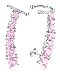 Diamday 925 Sterling Silber Ohrringe Climber Ohrringe für Frauen Post Ohrstecker Ohrringe 7 Multicolors Cubic Zirkonia Ohr Crawler Ohrringe von Diamday