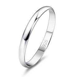 Diamday 925 Sterling Silber Ring Frauen Männer Schlicht Verlobungsring Polierte Trauring Hochzeit Glänzend Elegant Ring Silber Damen Ehering für Paar Simpel Damenring Herrenring Schmuck 2MM 54 von Diamday