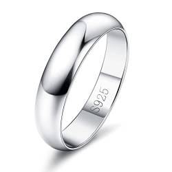 Diamday 925 Sterling Silber Ring Frauen Männer Schlicht Verlobungsring Polierte Trauring Hochzeit Glänzend Elegant Ring Silber Damen Ehering für Paar Simpel Damenring Herrenring Schmuck 4MM 52 von Diamday