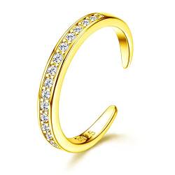 Diamday 925 Sterling Silber Zehenringe für Damen 14k Gold Gefüllt Einstellbare Offene Zehenringe Zierliche Blume Umarmung CZ einfache Gold Zehenband Ringe Sommer Strand Fußschmuck von Diamday