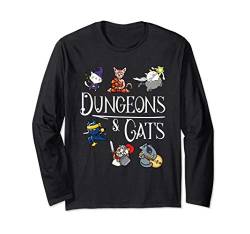 Dungeons and Cats Funny Dragon Cat Kitten Lover Kitty Gift Langarmshirt von Diamond Deals LLC