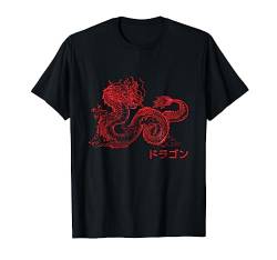 Japanese Aesthetic Red Dragon Symbol Kanji Japan Tattoo Art T-Shirt von Diamond Deals LLC