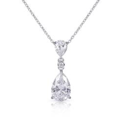 Diamond Treats Damen-Halskette mit Tropfen-Anhänger aus 925er Sterling Silber mit weißen, Zirkonia-Steinen, elegante Silber-Halskette mit Tropfen-Anhänger und Geschenkbox von Diamond Treats