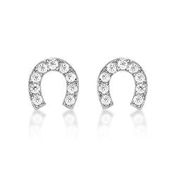 Diamond Treats Glücks-Hufeisen Ohrringe in 925 Sterling Silber, Ohrstecker Silber 925 für Damen und Mädchen mit funkelnden Cubic Zirkonia, süßer Silberschmuck für Frauen von Diamond Treats