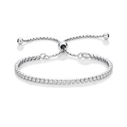 Diamond Treats Tennis Armband mit 2.5mm Cubic Zirconia. Armband für Damen Frauen Mädchen aus 925 Sterling Silber. Der perfekte Schmuck für Damen in Form einer verstellbaren Armkette. von Diamond Treats