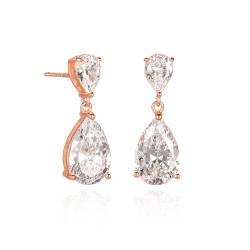 Diamond Treats Tropfen-Ohrringe in Birnenform für Damen mit klaren Zirkonia-Steinen. 925 Sterling Silber Teardrop Ohrringe Rosegold für Frauen, Damen Ohrringe aus Rosegold mit Geschenkbox von Diamond Treats