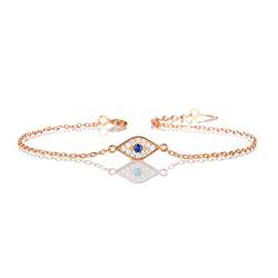 Diamond Treats Zierliches Evil-Eye-Armband aus 925er Sterlingsilber für Damen und Mädchen, Böser Blick Armband mit funkelnden Zirkonia-Steinen, Roségold Armband für Frauen von Diamond Treats