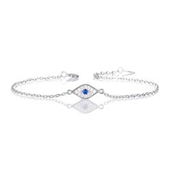 Diamond Treats Zierliches Evil-Eye-Armband aus 925er Sterlingsilber für Damen und Mädchen, Silber-Böser Blick Armband mit funkelnden Zirkonia-Steinen, Armbänder für Frauen von Diamond Treats