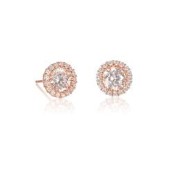 Diamond Treats Zirconia Ohrringe Rosegold für Frauen, runde Ohrstecker Rosegold mit weißen Zirkonia-Steinen, Roségold-Ohrringe Rund für Damen, 925 Silber Ohrstecker für Frauen mit Geschenkbox von Diamond Treats