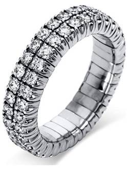 Luna Creation Classic Ring Pavé 1N704W853-3 - Ringweite: 53 aus 750 Weißgold mit 64 Diamanten (1.7 Karat) Flex-Band, variabel, rhodinier von Diamondgroup