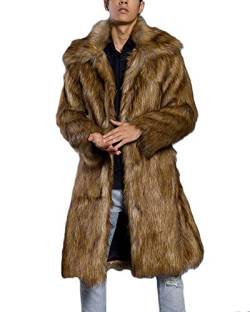 DianShaoA Pelzmantel Lang Felljacke Herren Wind Coat Warm Mantel Kunstpelz Faux Fur Lange Jacke Braun M von DianShaoA