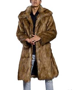 DianShaoA Pelzmantel Lang Felljacke Herren Wind Coat Warm Mantel Kunstpelz Faux Fur Lange Jacke Braun XL von DianShaoA
