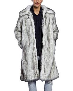 DianShaoA Pelzmantel Lang Felljacke Herren Wind Coat Warm Mantel Kunstpelz Faux Fur Lange Jacke Grau L von DianShaoA