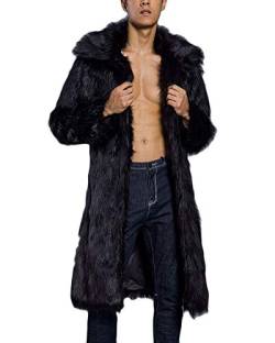 DianShaoA Pelzmantel Lang Felljacke Herren Wind Coat Warm Mantel Kunstpelz Faux Fur Lange Jacke Schwarz M von DianShaoA