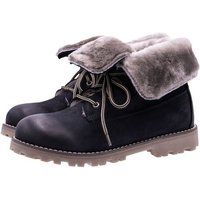 Dianetti Stiefel Dianetti Mädchen 9868 Winterschuhe Leder Lammfell Blau Schnürstiefelette von Dianetti