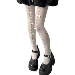 Frauen Lolita Fishnet -strümpfe 1 Paar Bowknot Spitze Hohlhose Strumpfhosen Fishnet Kawaii Strumpfhosen Hohe Strümpfe Für Mädchen Damen von Dianzan