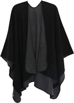 DiaryLook Damen Poncho Schal Winter Cardigan Übergroße Cape Elegant Poncho Für Frauen Umhang Damen Warm Weihnachtsgeschenke Für Frauen Schwarz von DiaryLook