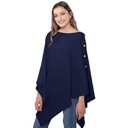 DiaryLook Kaschmir-Feeling gestrickter Poncho Damen Elegant,langer Cape Damen Poncho für Frauen, weiche Knöpfe,leichter Wickel Schal Cardigan für Herbst,Winter Geschenk für Frauen von DiaryLook