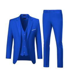 Herrenanzüge 3-teiliges Set Slim Fit Hochzeit Anzug Trauzeugen Abschlussball Anzug Smoking Business Formell Casual Bräutigam Anzug Jacke Blazer Hose, königsblau, M von Diaryan