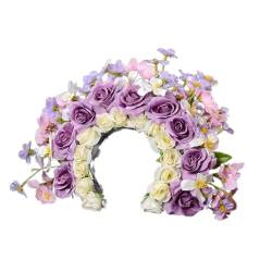 Böhmischer Rosenkranz Strandblumen Girlanden Blumen Stirnband Hochzeitskränze Haarband Für Frauen Und Mädchen Blumen Kopfschmuck von Diarypiece