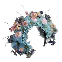 Buntes Blumen Stirnband Kronen Haarkranz Hochzeit Party Kostüm Kopfbedeckung Für Braut Frauen Mädchen Strand Haarschmuck Blumen Stirnbänder Für Mädchen von Diarypiece