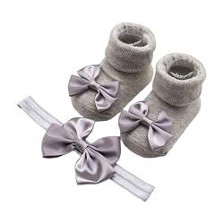 Schleifen Stirnband Und Kurze Socken Für Babys Unisex Jungen Und Mädchen Niedlicher Kopfschmuck Rutschfeste Bodensocken Geschlechtsneutrale Accessoires Baby Accessoires Für Mädchen von Diarypiece