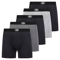 Dickies 5er-Pack Herren Boxershorts mit Tasche, atmungsaktive Baumwolle Stretch Unterwäsche für Herren, 3 x Schwarz, 2 x Heather Grey, Medium von Dickies