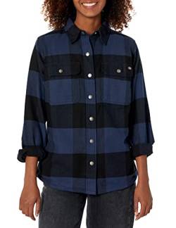 Dickies Damen Duratech Renegade Flanellhemd Hemd mit Button-Down-Kragen, Ink Navy/Black Enlarged Buffalo Plaid, Mittel von Dickies