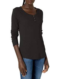 Dickies Damen Long-Sleeve 3-Button Shirt Henley-Hemd, schwarz, Mittel von Dickies