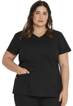 Dickies EDS Signature Scrubs für Damen, Moderne Passform, V-Ausschnitt, Damen-Oberteil aus weicher, gebürsteter Popeline, 85906, Schwarz, Groß von Dickies