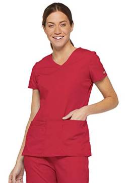 Dickies EDS Signature Scrubs für Damen, Moderne Passform, V-Ausschnitt, Damen-Top aus weichem, gebürstetem Popeline 85906, Rot/Ausflug, einfarbig (Getaway Solids), Klein von Dickies