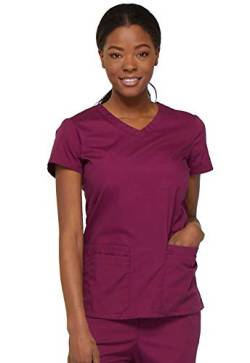 Dickies EDS Signature Scrubs für Damen, Moderne Passform, V-Ausschnitt, Damen-Top aus weichem, gebürstetem Popeline 85906, Wein, Groß von Dickies