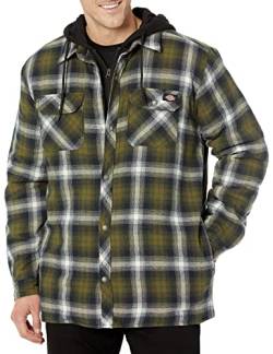 Dickies Herren Flanelljacke mit Kapuze und Hydroshield Jacke, Schwarz/Dunkeloliv/Antik-Weiß Ombre, 4XL Tall von Dickies