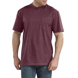 Dickies Herren Kurzärmeliges T-Shirt mit Rundhalsausschnitt, mit Taschen Henley-Hemd, Burgunderrot Heather, X-Groß von Dickies