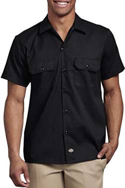 Dickies Herren Short-Sleeve Flex Work Shirt Slim Fit Button Down Hemd, schwarz, X-Groß von Dickies