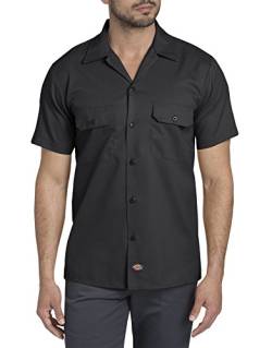 Dickies Herren Short-Sleeve Flex Work Shirt Slim Fit Hemd mit Button-Down-Kragen, schwarz, Mittel von Dickies