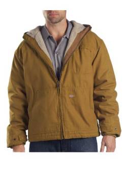 Dickies - Outerwear for Men, Sherpa Lined Duck Jacket, Three-Piece Hood, Rinsed Brown Duck, L von Dickies