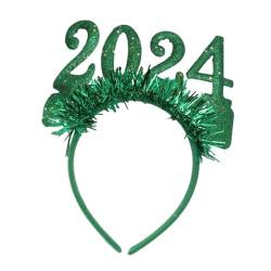 2024 Frohes Neues Jahr Stirnband Haarschmuck Frau Glitzer Girlande Haarreifen für Maskerade Festival Cosplay Party Supplies, Grün von Dickly