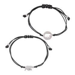 Dickly 2 x Muttertags-Armbänder, Handgelenkschmuck, Edelstahl, elegant, verstellbar, Charm-Armband, Mutter-Armbänder für Party, weiblich, Bär 16cm bis 28cm von Dickly