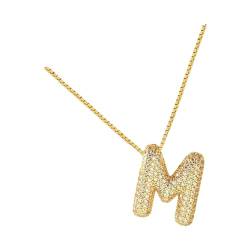 Dickly Blase Buchstaben Halskette Charm Halskette Geburtstag Mode Strass Sie Ihn Alphabet Statement Anhänger Halskette Schmuck Geschenk, m von Dickly