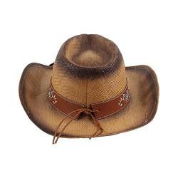 Dickly Cowboyhut im Western-Stil, aufrollbare Krempe, Stickerei, Blume, Cowgirl-Hut, Sombrero, Damen und Herren, Sonnenhüte für Festivals, Karneval, Camping von Dickly